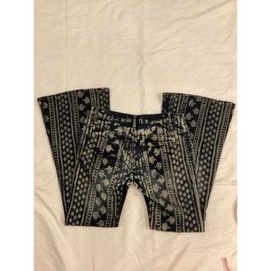 Free People Print Jeans 27 4 flare leg blue white